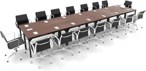 Vista 11 de COSTWAY Mesa de conferencias de 4.5 pies, mesa grande de sala de reuniones de 55 x 24 pulgadas con marco de acero resistente, escritorio moderno