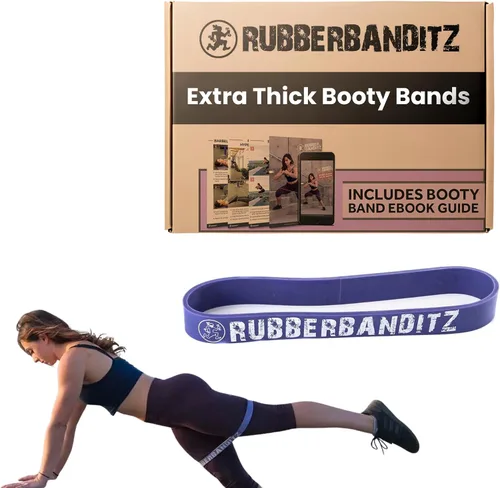 Vista 10 de Rubberbanditz Bandas extra gruesas para glúteos y piernas – Incluye guía electrónica para mujeres – Mini banda de ejercicio de bucle que engancha