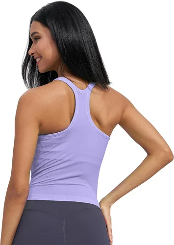 Vista 10 de sphinx cat - Camiseta corta de entrenamiento para mujer, camiseta sin mangas, acanalada, con espalda cruzada y brasier integrado