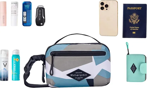 Vista 8 de Sherpani Hyk - Bolsa de cinturón ligera, cangurera de viaje, bolsa cruzada para mujer, protección RFID, Summer Camo