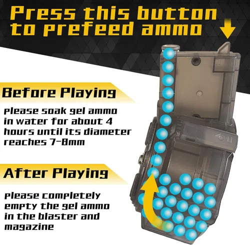 Vista 6 de Gel Splat Blaster - Tamaño grande de 32 pulgadas - Luz LED - Accesorios ricos - Modo automático y manual - Batería recargable modular de 7.4 V