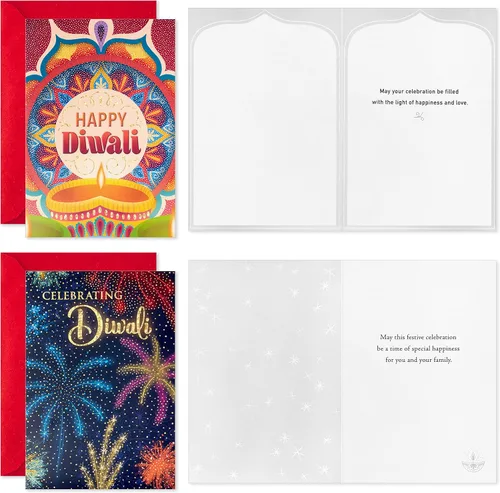 Vista 3 de Hallmark Golden Thread Diwali - Surtido de tarjetas Happy Diwali (16 tarjetas con sobres)