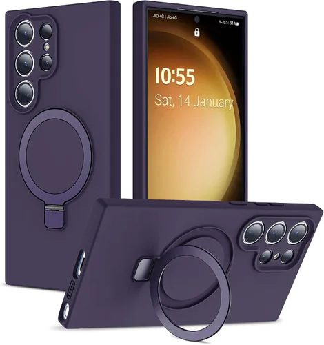 Vista 52 de SKYLMW - Funda para Samsung Galaxy S23 con soporte, 6.1 pulgadas, color negro Soporte de anillo magnético, compatible con Mag-Safe, funda