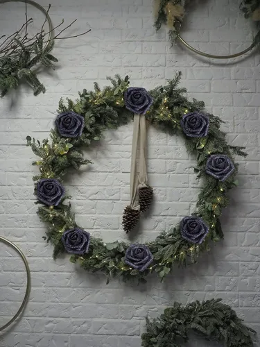 Vista 8 de IPOPU Rosas Negras con Purpurina, 50 PIEZAS Rosas Falsas con Purpurina Flores para Manualidades DIY Ramo de Boda Decoración de Casa y Fiesta (Negro)