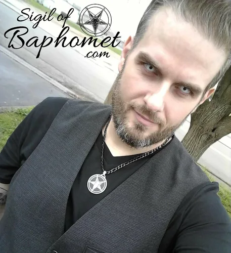 Vista 4 de Iglesia de Satanás Sigil de Baphomet Oswald Wirth Negro 1.5