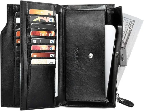 Vista 6 de BOSTANTEN Bolso de cuero para mujer, diseño de asa superior, bolso de hombro, bolso de Crossbody negro y para mujer, carteras de cuero RFID bloqueo