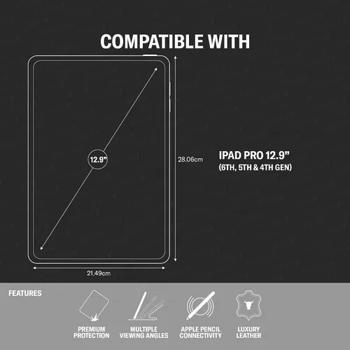 Vista 2 de TORRO Funda compatible con iPad Pro de 12.9 pulgadas de 6ª, 5ª y 4ª generación, funda de cuero genuino para iPad Pro de 12.9 2022 con función