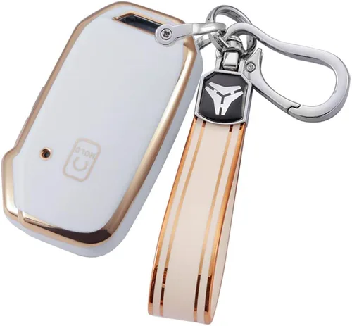 Vista 10 de ontto Llavero de 5 botones para llavero Kia Smart Remote con llavero para Sportage Stinger Cerato Ceed Forte TPU Key Bag Beige