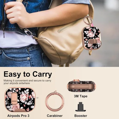 Vista 5 de Funda para Apple AirPods Pro 3 2025 con bloqueo de seguridad y soporte para negro - p
