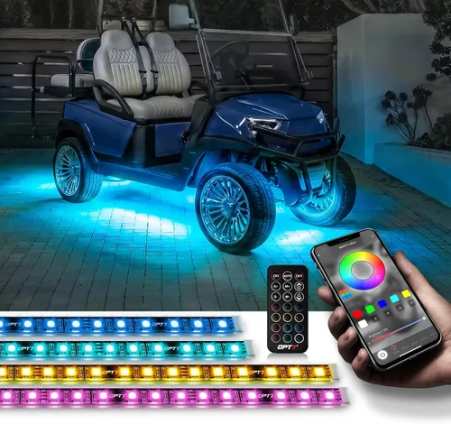 Vista 10 de OPT7 Aura DreamColor - Kit de luz LED para carrito de golf de 12 V con aplicación y control remoto, 4 tiras de luz multicolor impermeables
