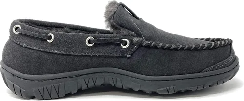 Vista 2 de Clarks Indoor Outdoor Grey House Slipper Suede Leather Sherpa Lined Ankle Bootie