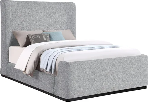 Vista 14 de Meridian Furniture OliverCream-T Colección Oliver Modern Cama individual tapizada de tela boucle contemporánea con acabado de cepillo de alambre