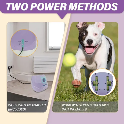 Vista 4 de ptlsy Lanzador automático de bolas para perros, lanzador interactivo para cachorros de interior para perros pequeños y medianos, 3 bolas incluidas