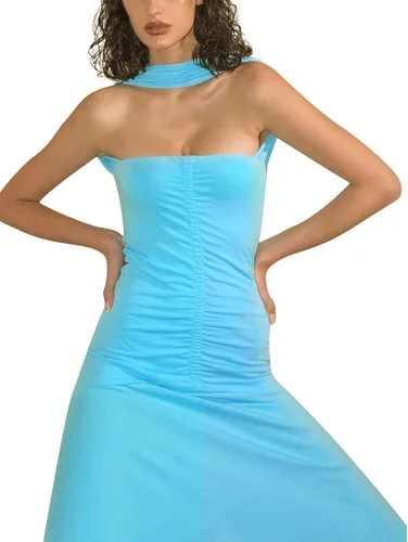 Vista 4 de aporake Vestido largo con tirantes delgados para mujer, sexy, sin espalda, estampado floral, ajustado, para salir y fiesta en el club