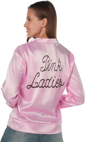 Vista 5 de THDZS Chaqueta rosa de los años 50 para mujer grasa con cuello bufandas disfraz de cosplay de Halloween