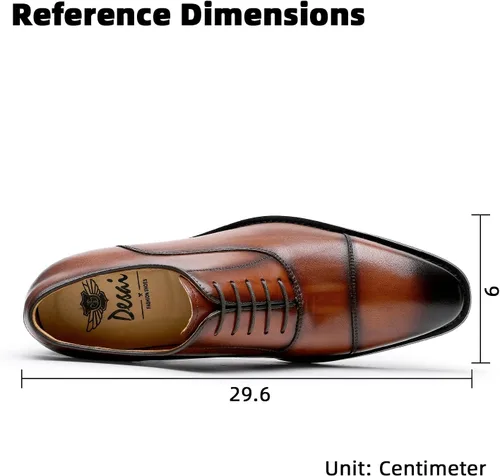 Vista 7 de DESAI Zapatos de vestir para hombre con cuero genuino en zapatos clásicos formales de cuero Oxford para hombres