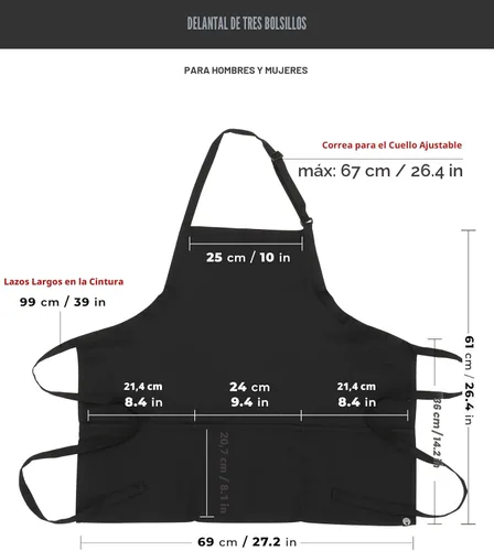 Vista 6 de Chef Works - Delantal unisex de tres bolsillos