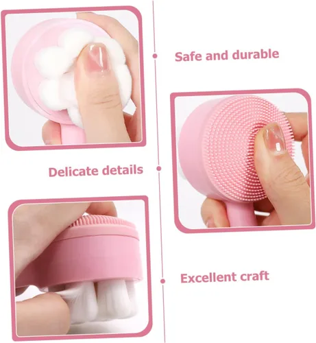 Vista 6 de FOMIYES Cepillo facial portátil, limpiador facial de silicona 3D para uso seco y húmedo, cepillo de exfoliación suave, ideal para pieles sensibles