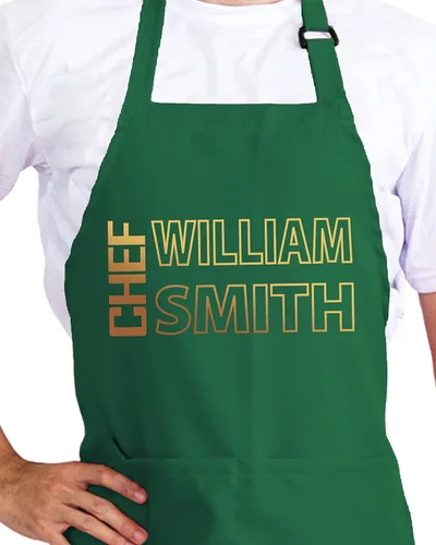 Vista 8 de Delantal de chef personalizado con nombre – Delantal personalizado para hombres, regalo de cocina de barbacoa para papá, marido o abuelo – Delantal