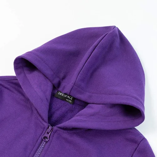 Vista 3 de DEESPACE Sudadera con capucha de vellón cepillado suave con cremallera completa y bolsillo canguro para niños y niñas