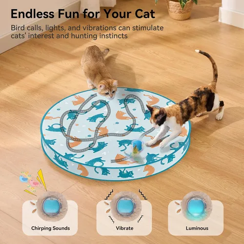 Vista 3 de ZOMISIA Pelota de juguete interactiva para gatos, juguetes para esconderse y buscar en alfombra de juego, juguetes de gatitos rodantes en movimiento