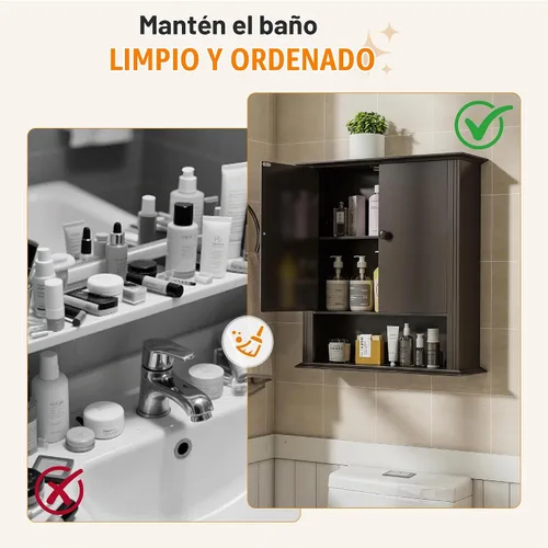 Vista 5 de Gabinete de pared del cuarto de baño, sobre el almacenamiento del inodoro Marrón