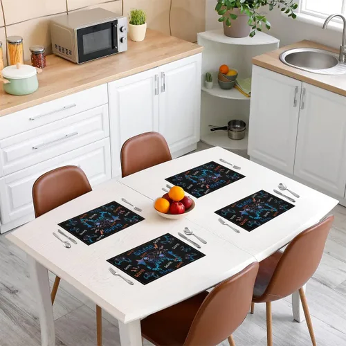 Vista 3 de Juego de 4 manteles individuales de videojuegos de 12 x 18 pulgadas, patrón de consola de juegos de dibujos animados, alfombrillas de cocina