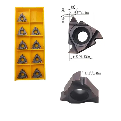 Vista 3 de 1/2inch Shank SER1212H16 Threading Tool Holder Right Hand External Threading with 10pcs 16ER AG60 Threading Carbide Inserts for Stainless Steel