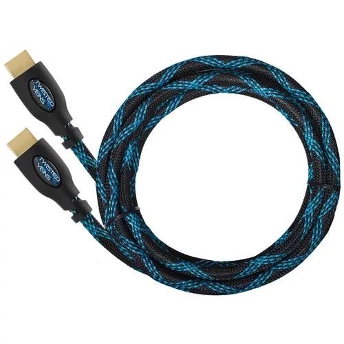 Vista 2 de Cable CABTE de alta velocidad HDMI 1.4 HDMI, de 10 ft., 1080p con malla y soportes de filtro 3D, blue ray