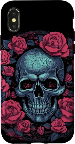 Vista 4 de Funda para iPhone 14 Skull and Roses Red Floral Dark Goth Horror Skull Case