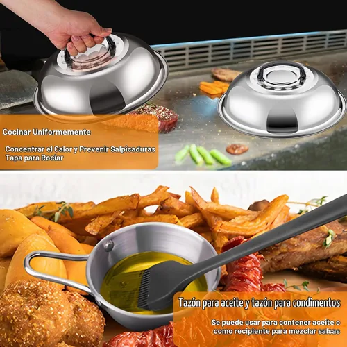 Vista 4 de Kit de accesorios para parrilla BBQ - Juego de 20 herramientas de barbacoa de acero inoxidable para Blackstone con espátula de parrilla, cubierta