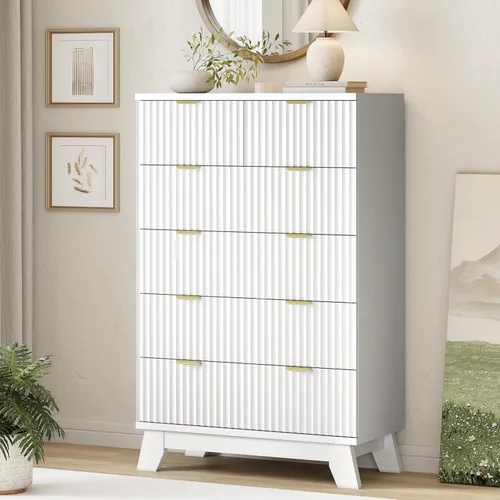 Vista 13 de Cómoda acanalada para dormitorio con 3 cajones, cómoda moderna de 24 pulgadas de ancho con mango de metal, soporte de TV de madera, armario de Negro