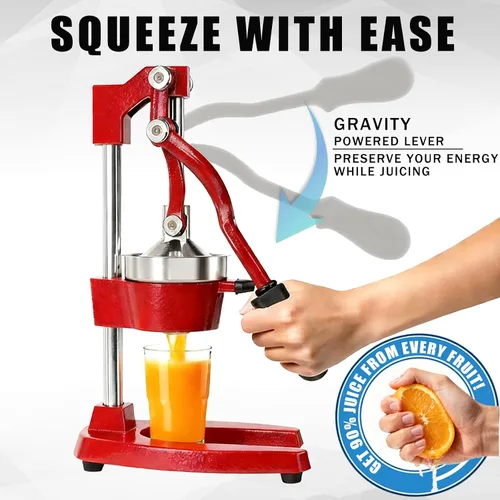 Vista 3 de Exprimidor manual de cítricos de hierro fundido, exprimidor de limón naranja resistente, prensa comercial de cítricos extragrande, fácil de limpiar