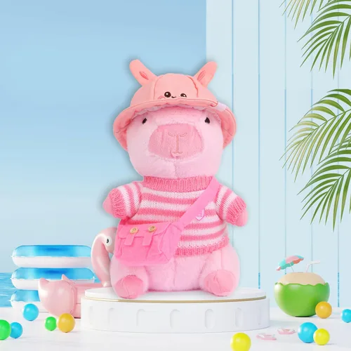 Vista 2 de Lindo juguete de peluche Capybara con 10 piezas de ropa y accesorios, juguetes de peluche Capybara de 10.2 pulgadas, peluches Capybara para Peluche