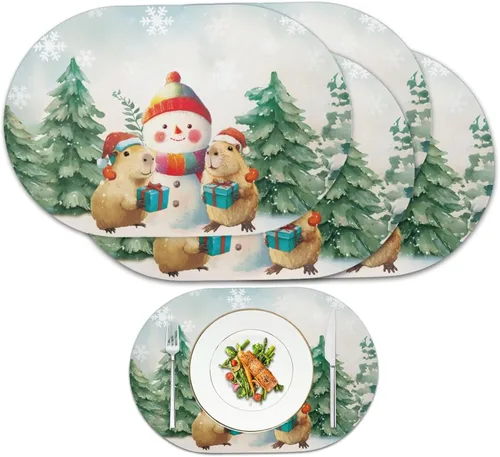 Vista 34 de Buteterfly - Juego de 2 manteles individuales con diseño ovalado, impermeables, lavables, resistentes al calor, decoración del hogar, cocina