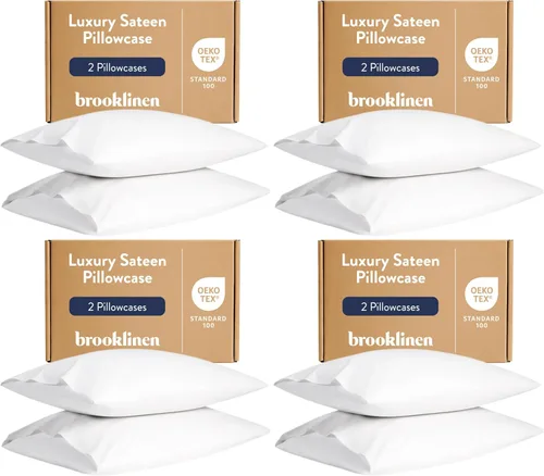 Vista 13 de Brooklinen Juego de fundas de almohada de satén de lujo con calidad de Blanco