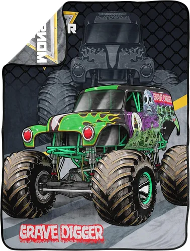 Vista 2 de Jay Franco Monster Jam Slash - Manta de 5 piezas, incluye manta, cortinas
