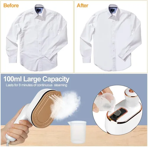 Vista 4 de AUAUY Mini plancha de vapor, plancha de vapor portátil de 1000 W, mango giratorio de 180° que convierte la plancha en vapor de mano, calentamiento
