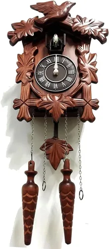 Vista 6 de Rylai Reloj de Cuco Vintage Grande de Madera para Pared Hecho a Mano 13x9.5 Pulgadas Marrón