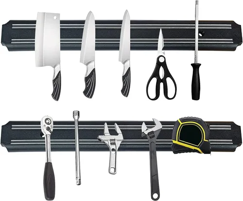 Vista 10 de Paquete de 2 potentes soportes magnéticos para cuchillos, tiras magnéticas para cuchillos de cocina, libre de óxido, multiusos, para cocina, garaje