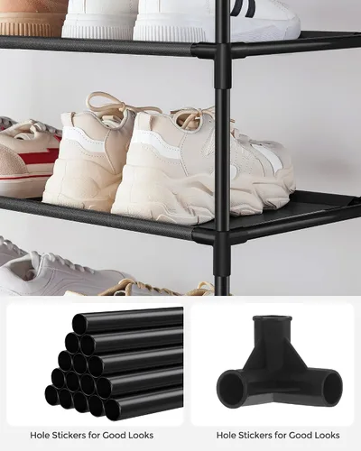 Vista 5 de SONGMICS Zapatero de 10 niveles, organizador de almacenamiento de zapatos, ahorro de espacio, 11 x 32.7 x 62.6 pulgadas, para entrada, estructura