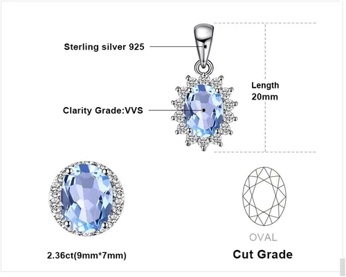 Vista 2 de JewelryPalace Princess Diana Kate Middleton Natural Amethyst Citrine Garnet Peridot Topaz Created Ruby Sapphire Simulated Emerald Pendant Necklace