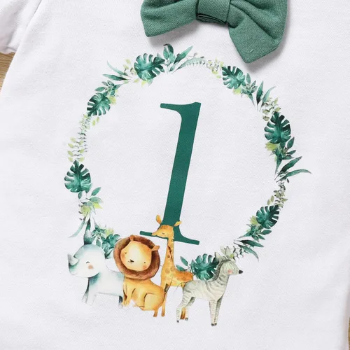 Vista 4 de GRNSHTS Ropa divertida de primer cumpleaños para bebé niño, mameluco con pajarita, mameluco para tartas
