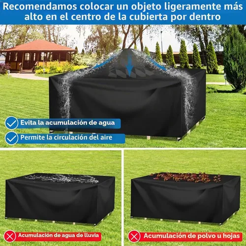 Vista 6 de Funda para mesa de exterior, fundas impermeables para muebles de patio, funda rectangular 420D para sofá de exterior, fundas de patio para sofá