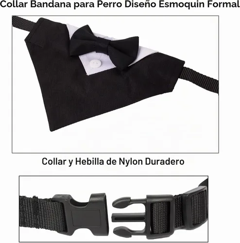Vista 4 de ADOGGYGO Collar de esmoquin para perro, pajarita para perro de boda, negro