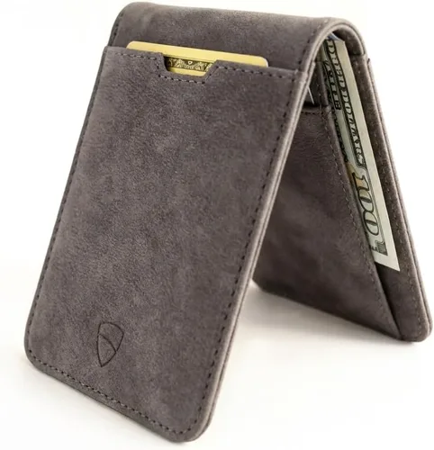 Vista 18 de Vaultskin MANHATTAN - Billetera de piel con bloqueo RFID para hombre, diseño fino, plegable, con ranuras para tarjetas, bolsillo frontal, contiene 9
