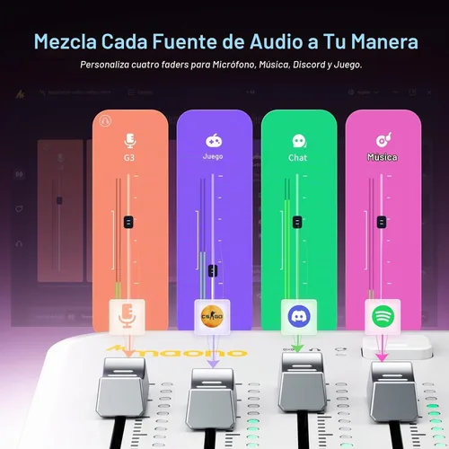 Vista 2 de MAONO Mezclador de audio para juegos G3 con mapa cualquier fuente de audio