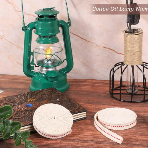 Vista 4 de Mechas para lámpara de aceite de 13 pies/2 rollos de algodón, mecha de 1/2 pulgada de repuesto para linternas de aceite para lámparas de aceite