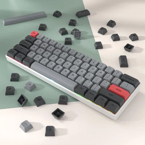 Vista 3 de Guffercty kred XDA Profile - Teclas negras minimalistas 75% Dye-sub PBT con teclas ISO para teclado mecánico MAC 60% 65% 75% 96% (muñeca negra)