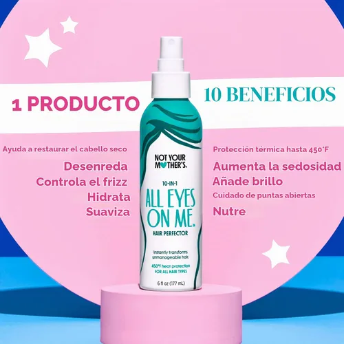 Vista 2 de Not Your Mother's All Eyes On Me - Perfeccionador para el cabello 10 en 1, añade brillo, paquete de 3 6 fl oz Each - Heat Protectant for Hair